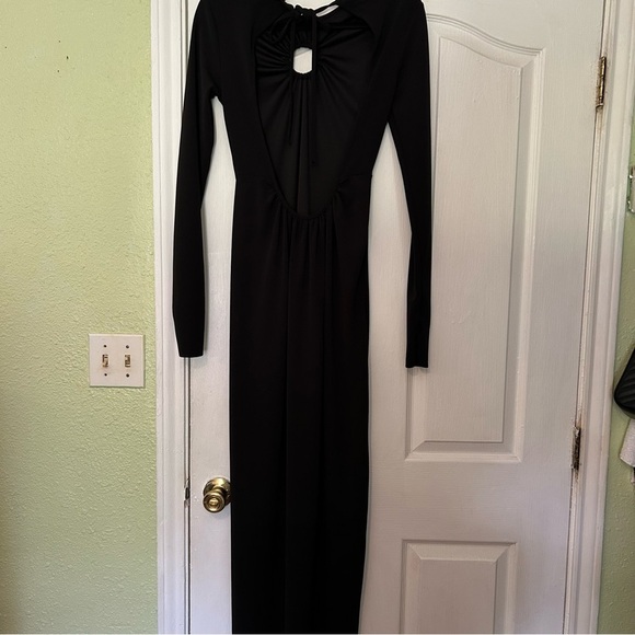 Zara ruched low back black dress ankle lwngthy - Picture 9 of 11
